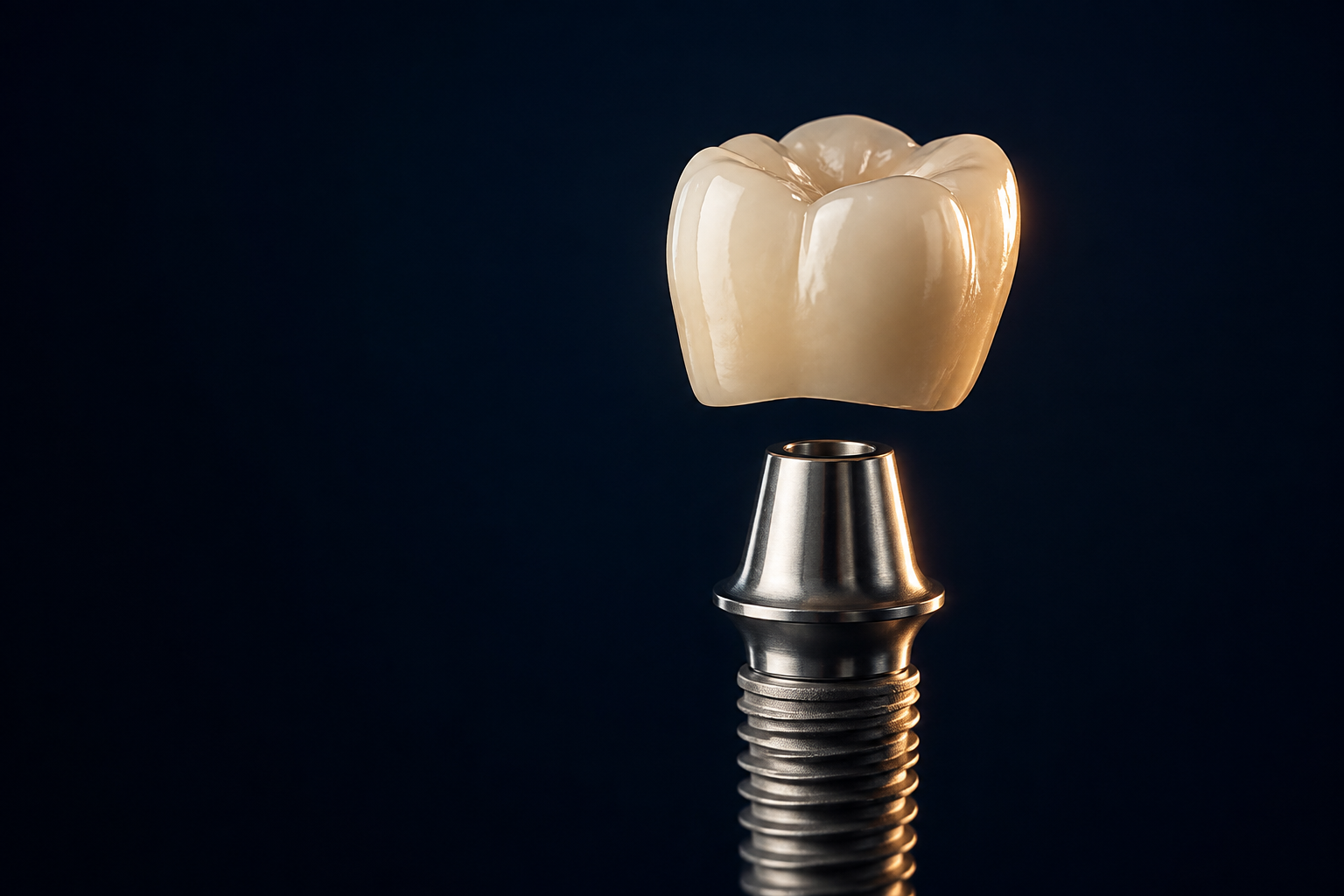 Seramik kron ve titanyum implantın temsili ürün görseli